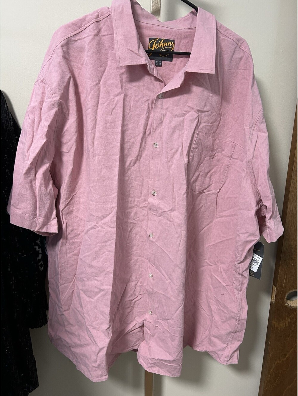 NWT 5XL Johnny Bigg Pink Button Down Shirt Linen Blend Short Sleeve #62